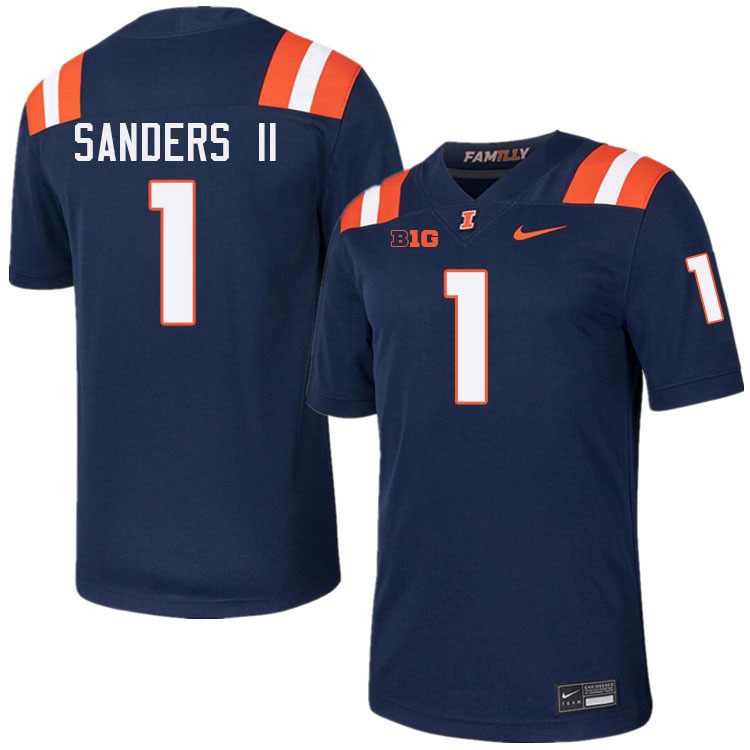 Men #1 Mario Sanders II Illinois Fighting Illini College Football Jerseys Stitched-Navy